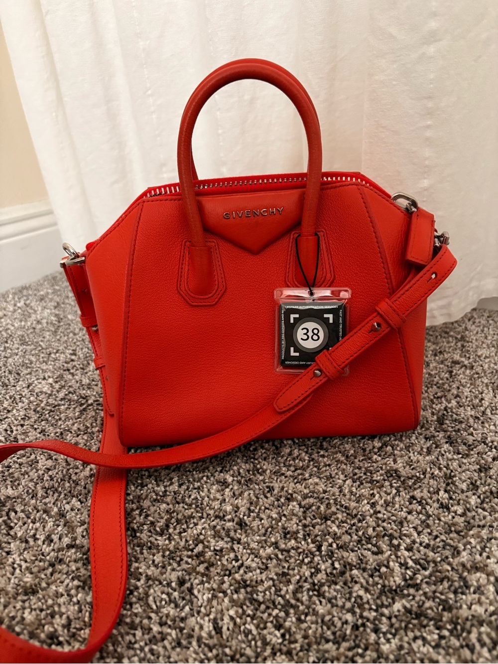 Givenchy Red/Orange Antigona with Top Handles and Strap